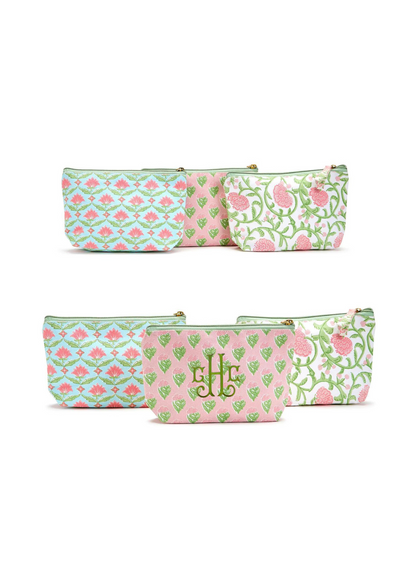 Set of two block print pouches