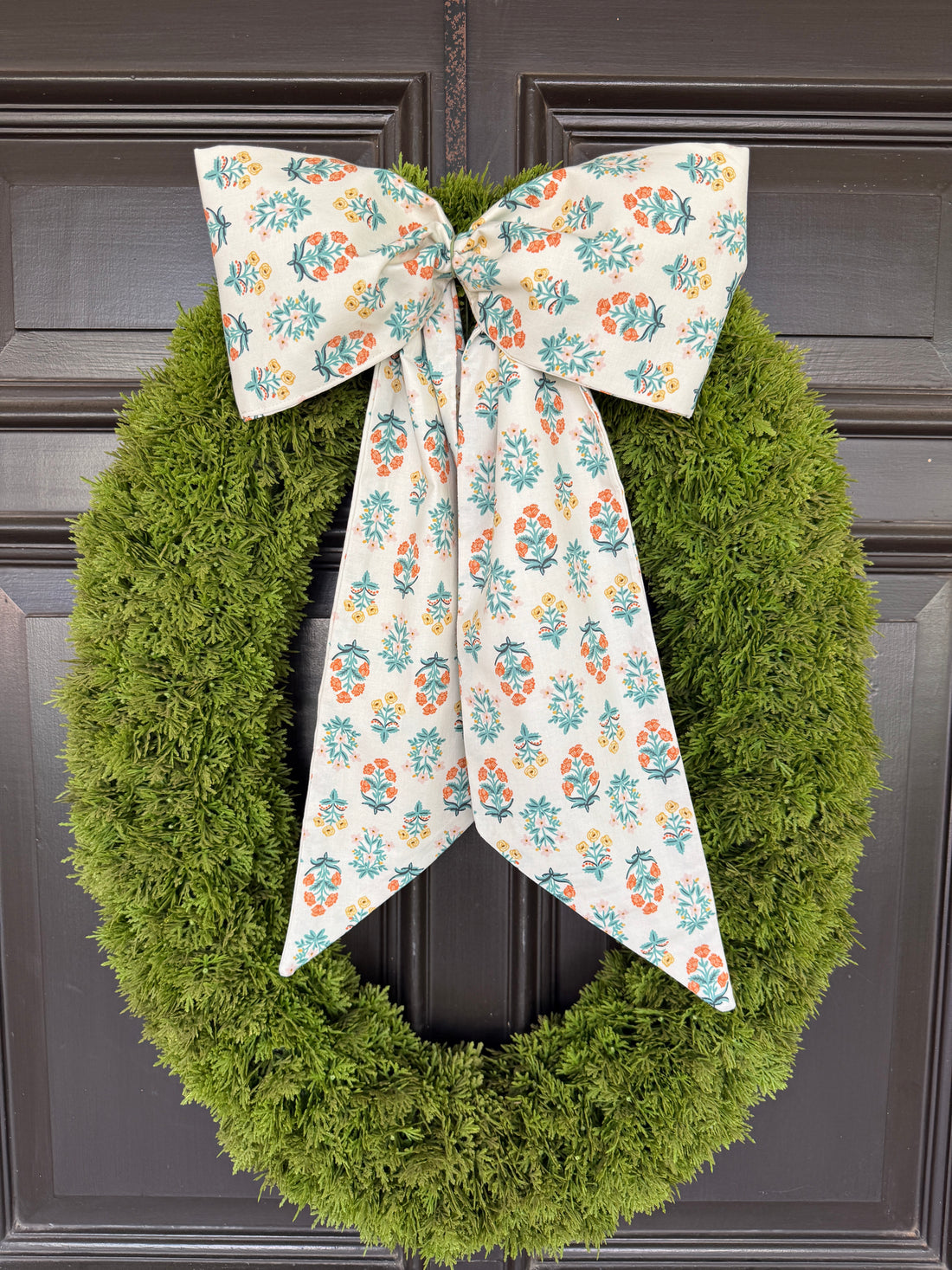 Fall block print floral signature wreath sash
