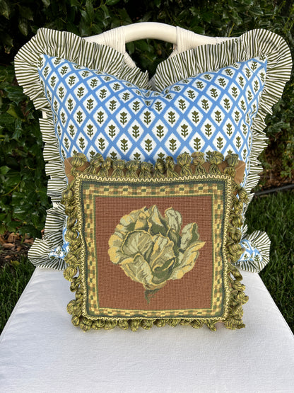 Needlepoint cabbage pillow