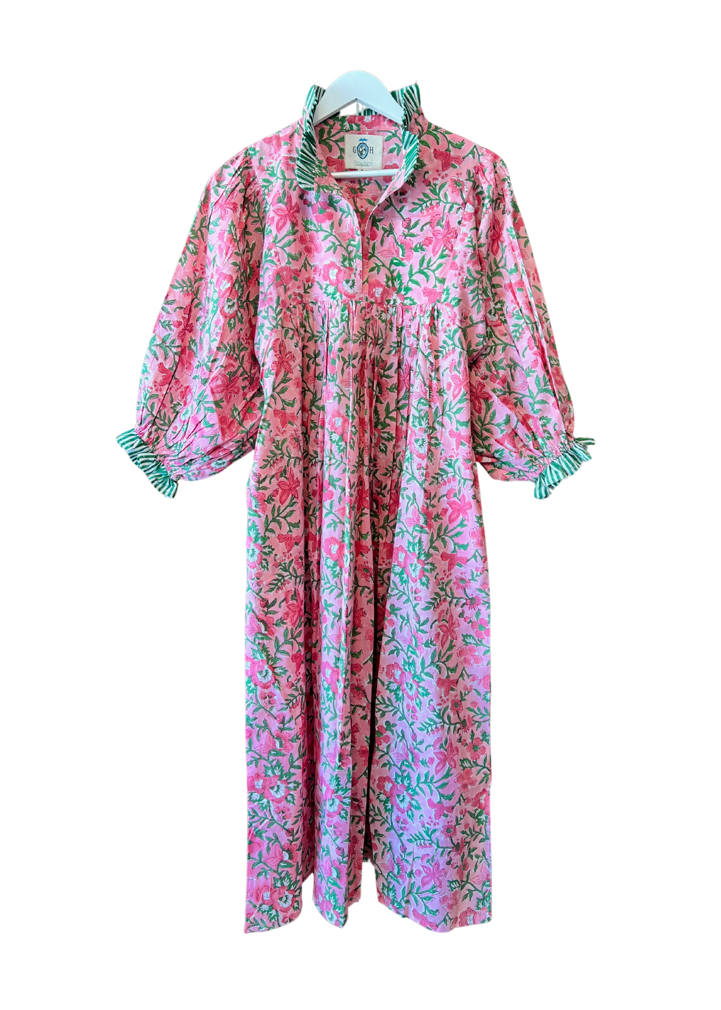 Lillie caftan maxi dress pink and green *PREORDER! shipping in 1-2 weeks*