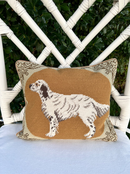 Needlepoint setter throw pillow