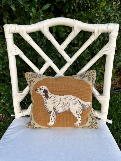 Needlepoint setter throw pillow