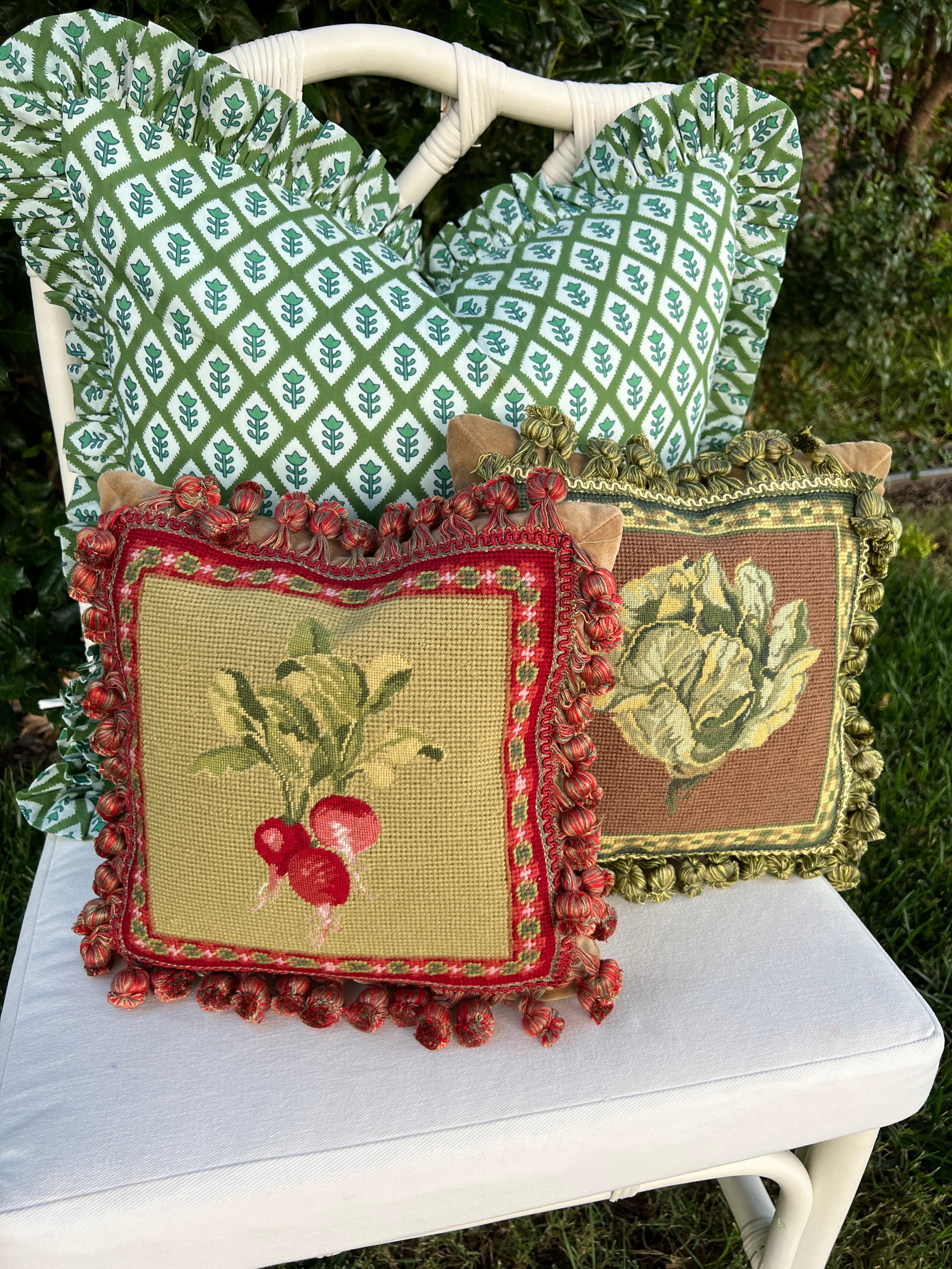 Needlepoint cabbage pillow