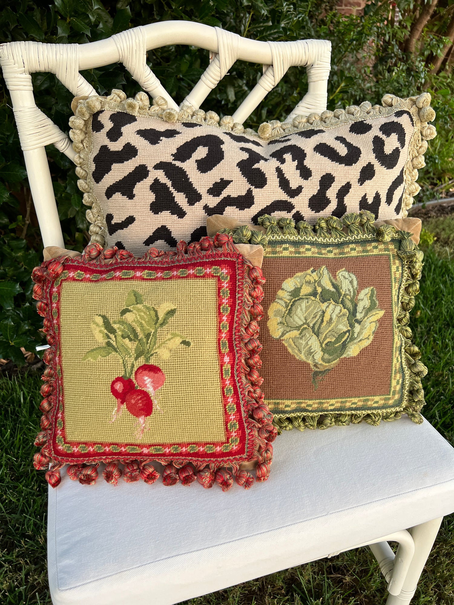 Needlepoint cabbage pillow