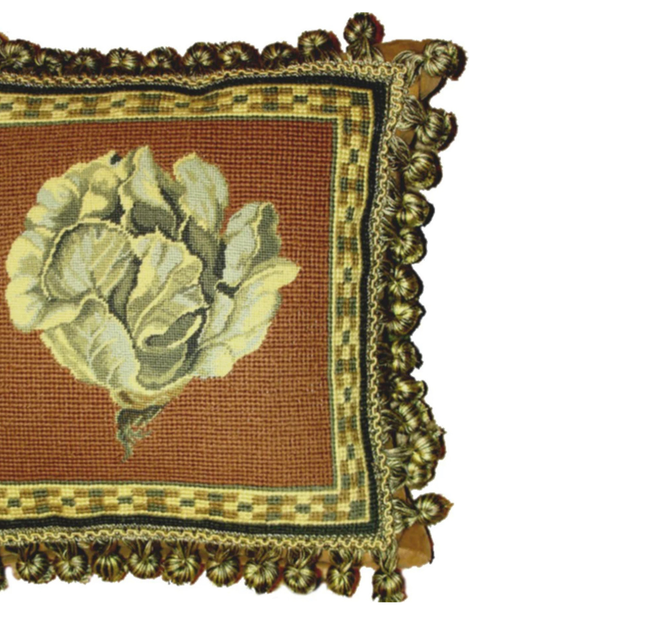 Needlepoint cabbage pillow