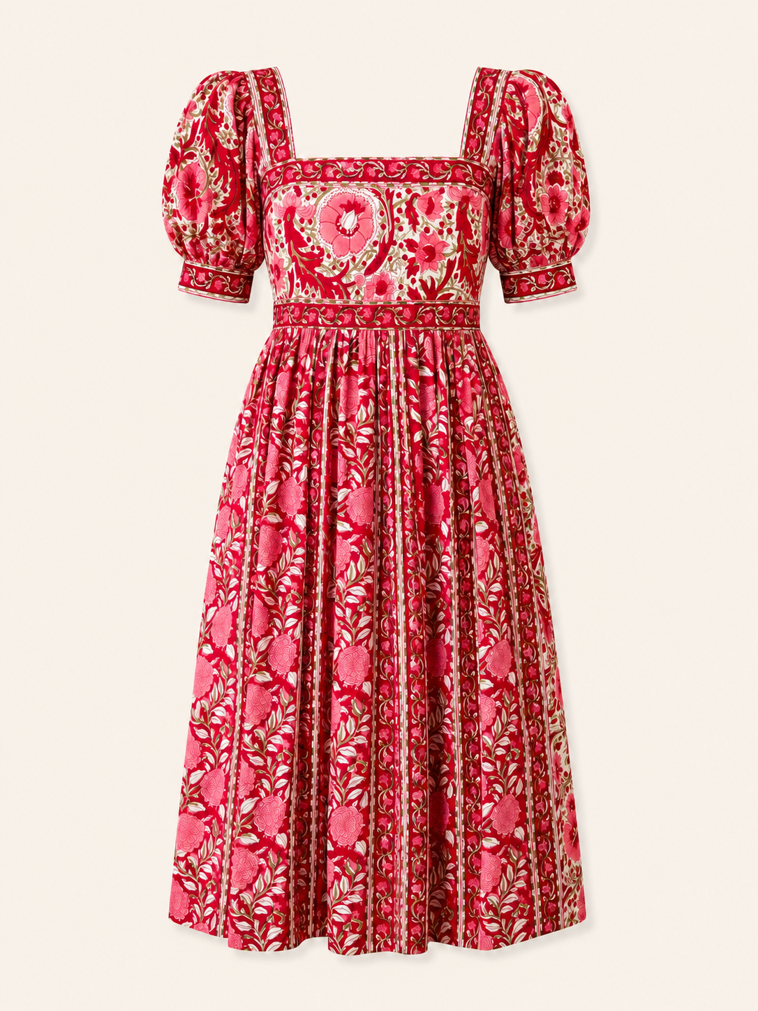 Lottie dress with sleeves in red and pink