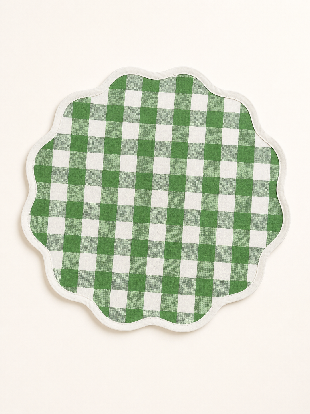 Fern green check scalloped placemat set of 4