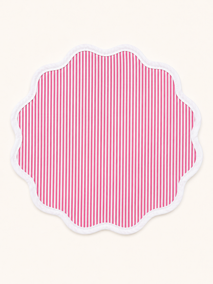 Pink striped scalloped placemats set of 4
