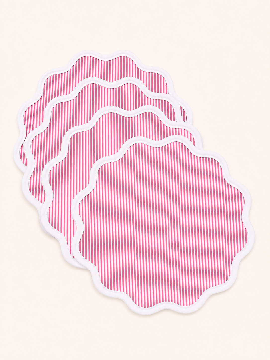 Pink striped scalloped placemats set of 4