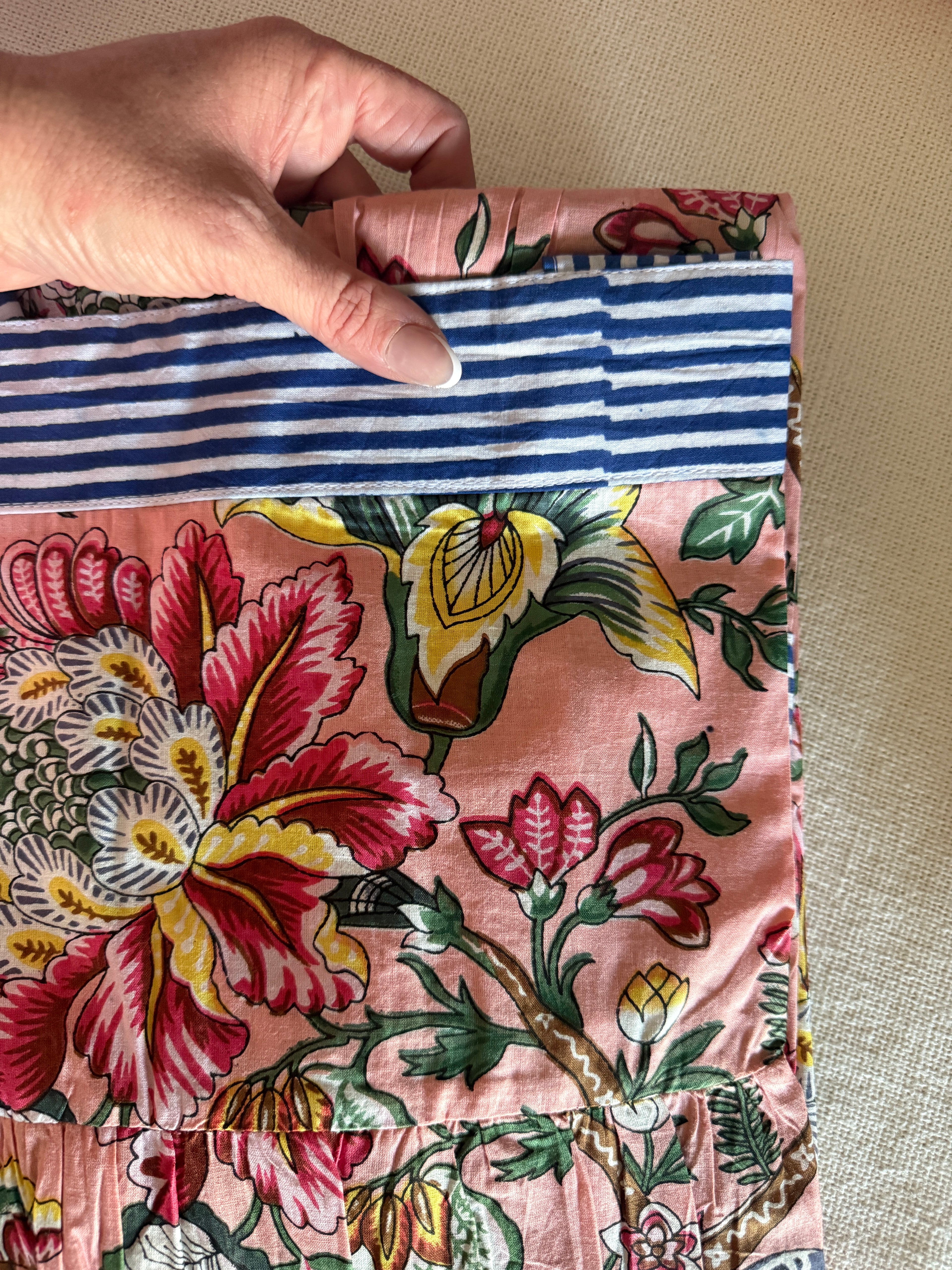 Maisie Maxi Dress in Coral English Floral block print (final sale)