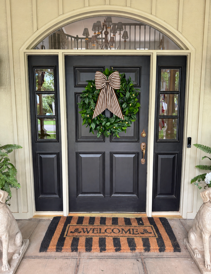 Brown and cream Fall stripe signature wreath sash monogram available