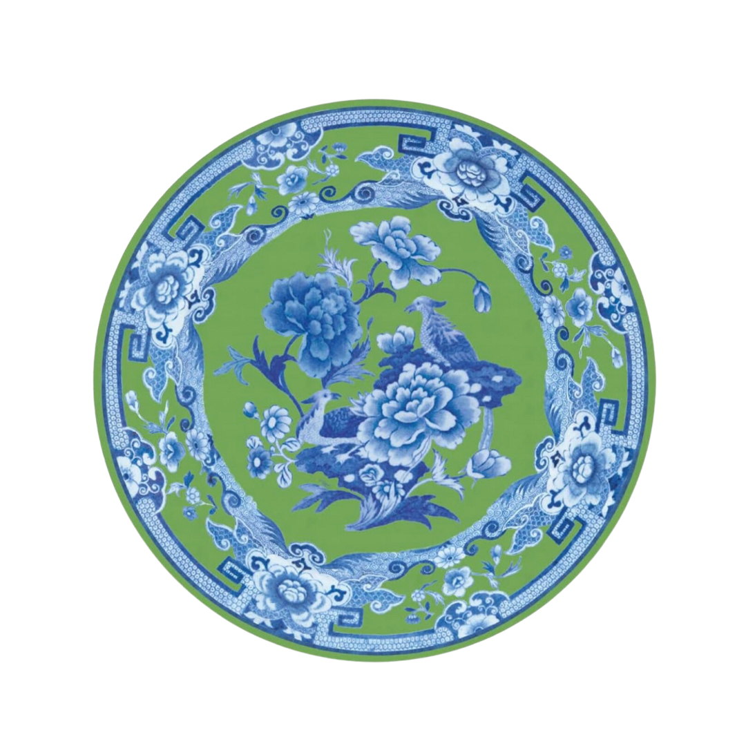 Green and blue chinoiserie hard back placemat (single)