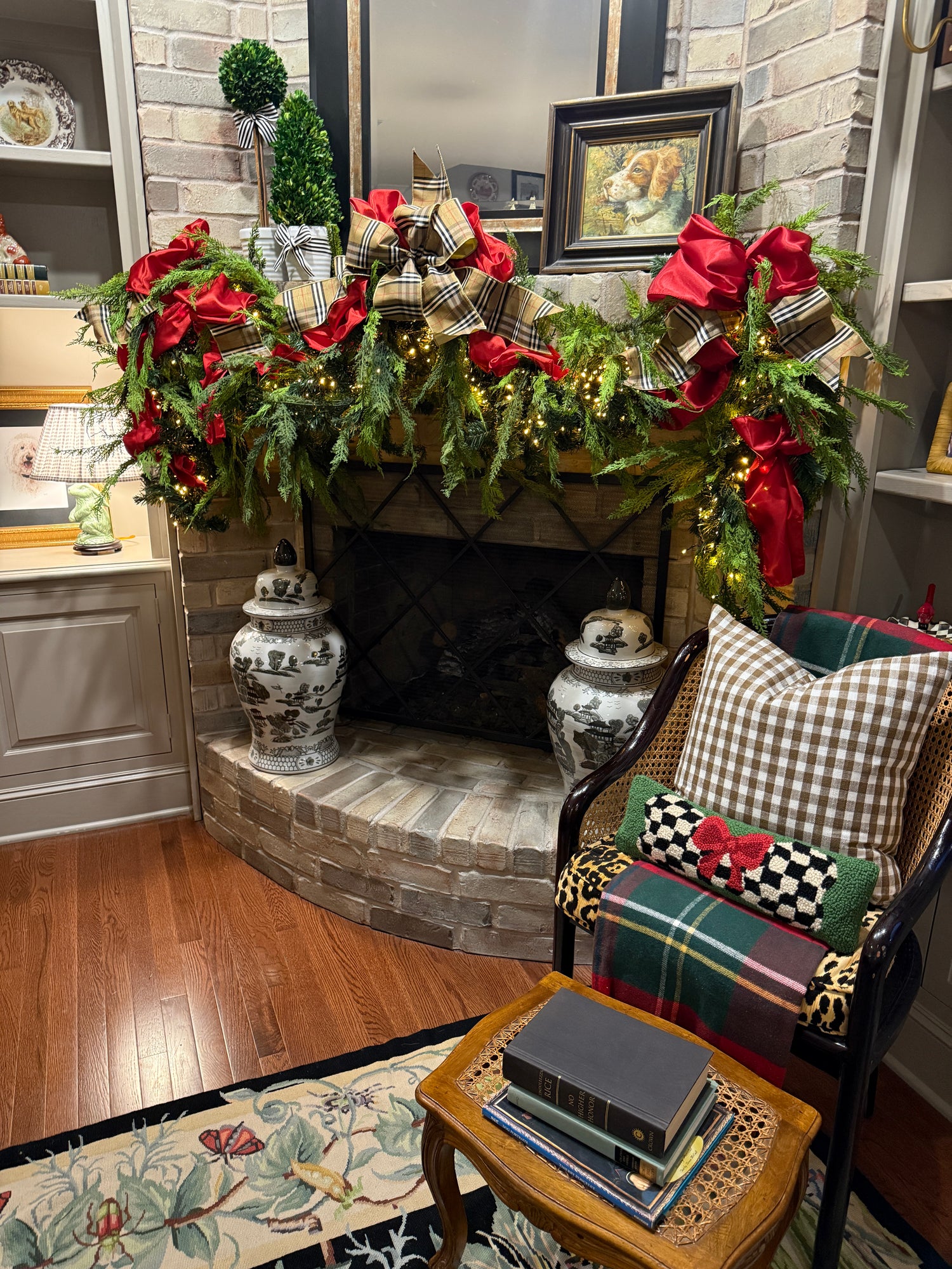 Tan and red tartan plaid ribbon