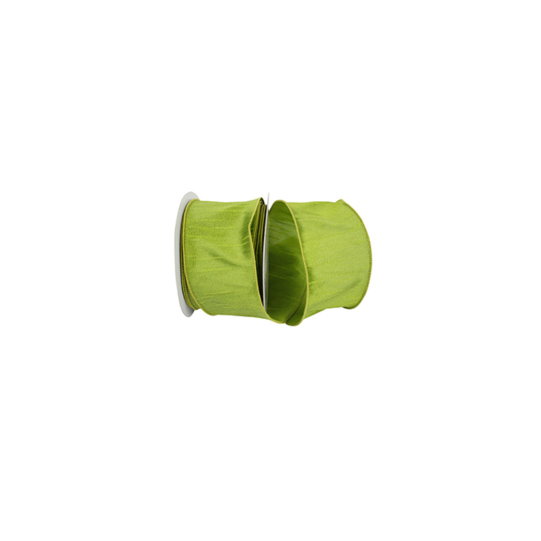 Luxury wired apple green dupioni ribbon by the roll