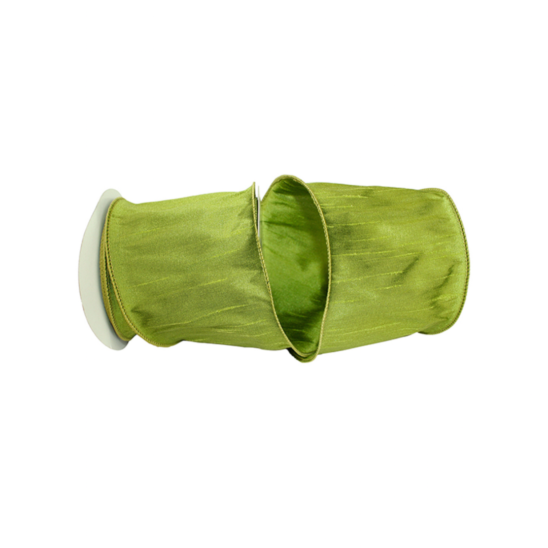 Luxury wired apple green dupioni ribbon by the roll