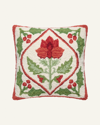 Holiday Mughal flower hook pillow