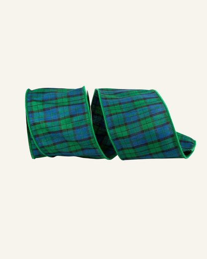 Blackwatch blue and green plaid ribbon