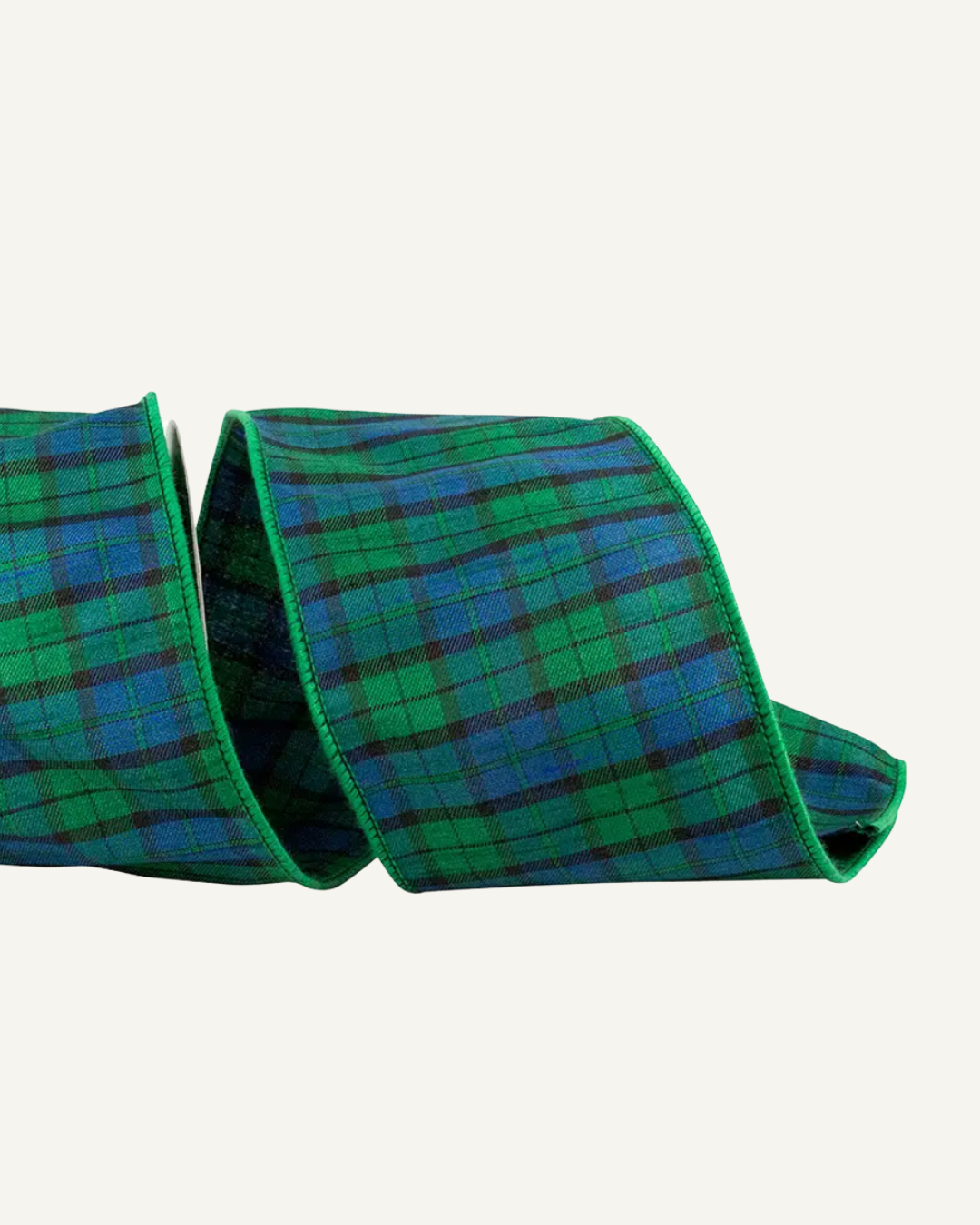 Blackwatch blue and green plaid ribbon