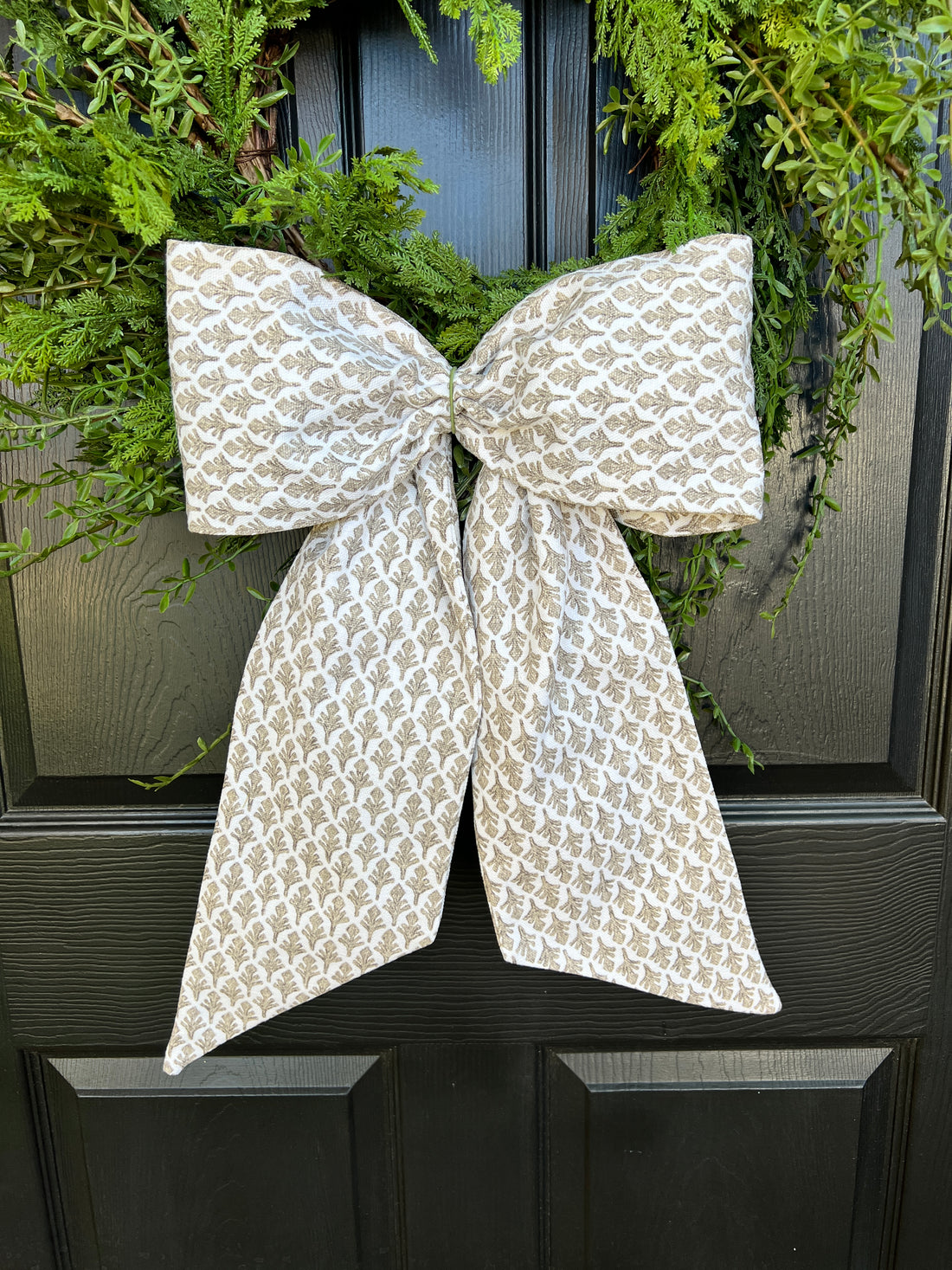 Driftwood block print wreath sash