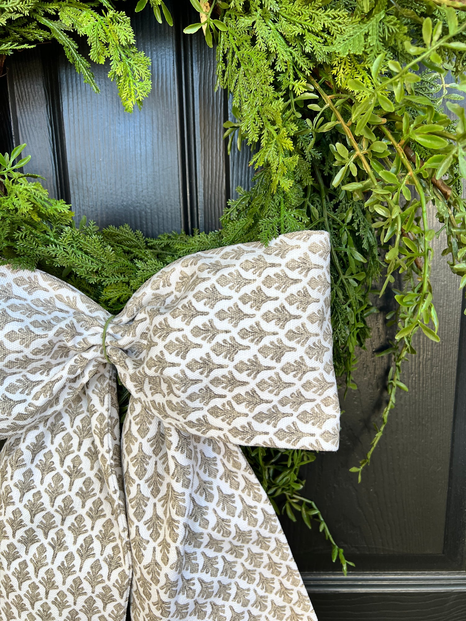 Driftwood block print wreath sash