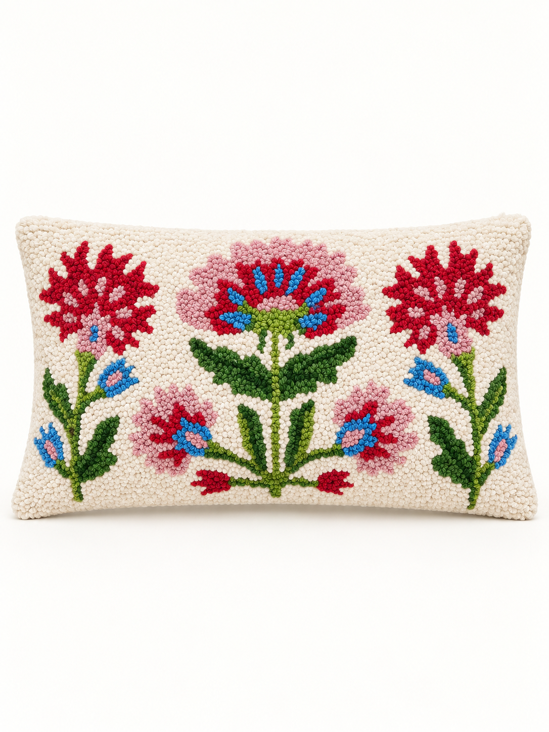 Mughal floral lumbar pillow pink and red