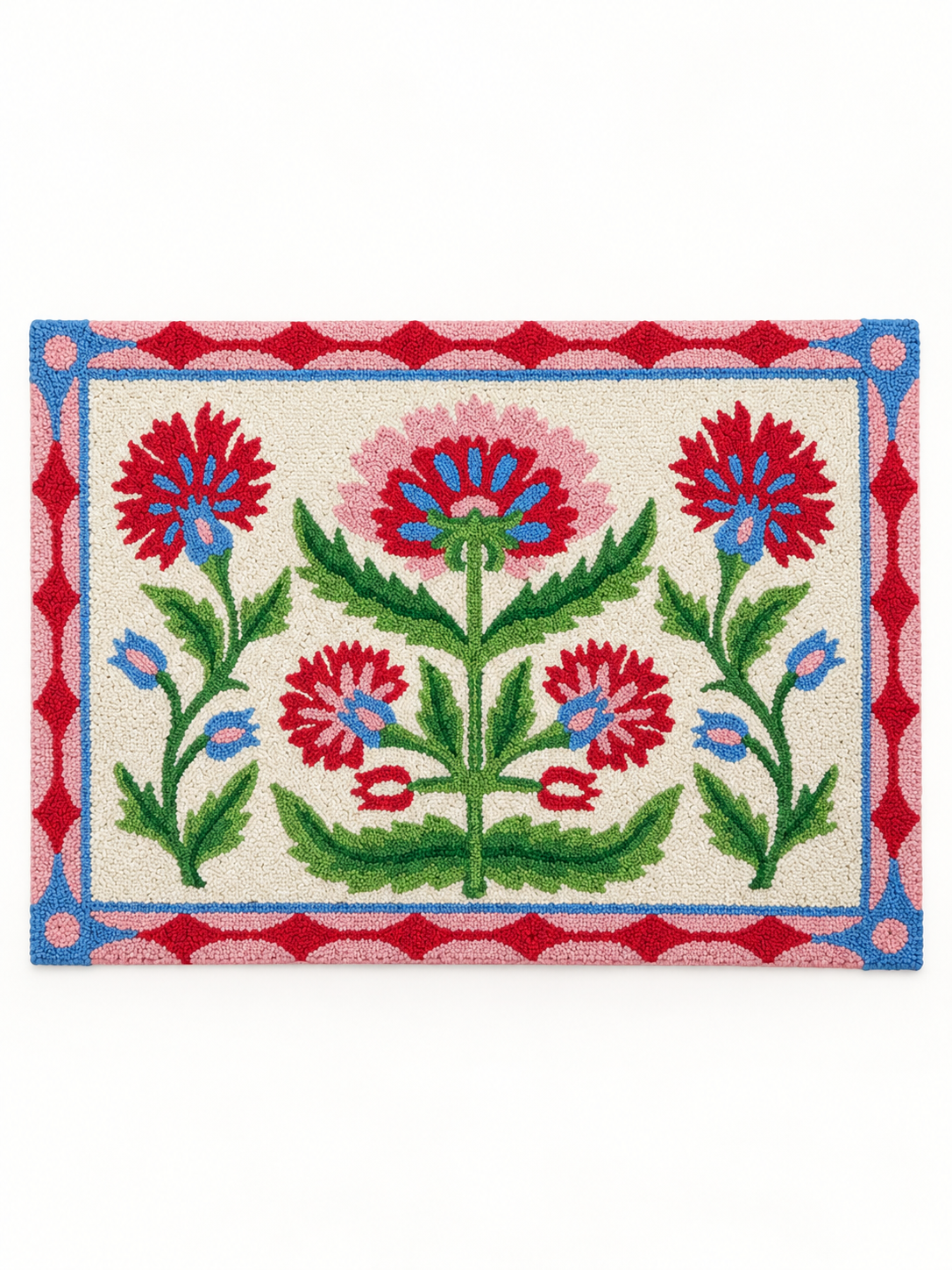 Mughal flower hand hooked accent rug