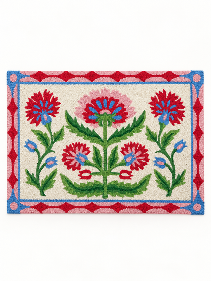 Mughal flower hand hooked accent rug