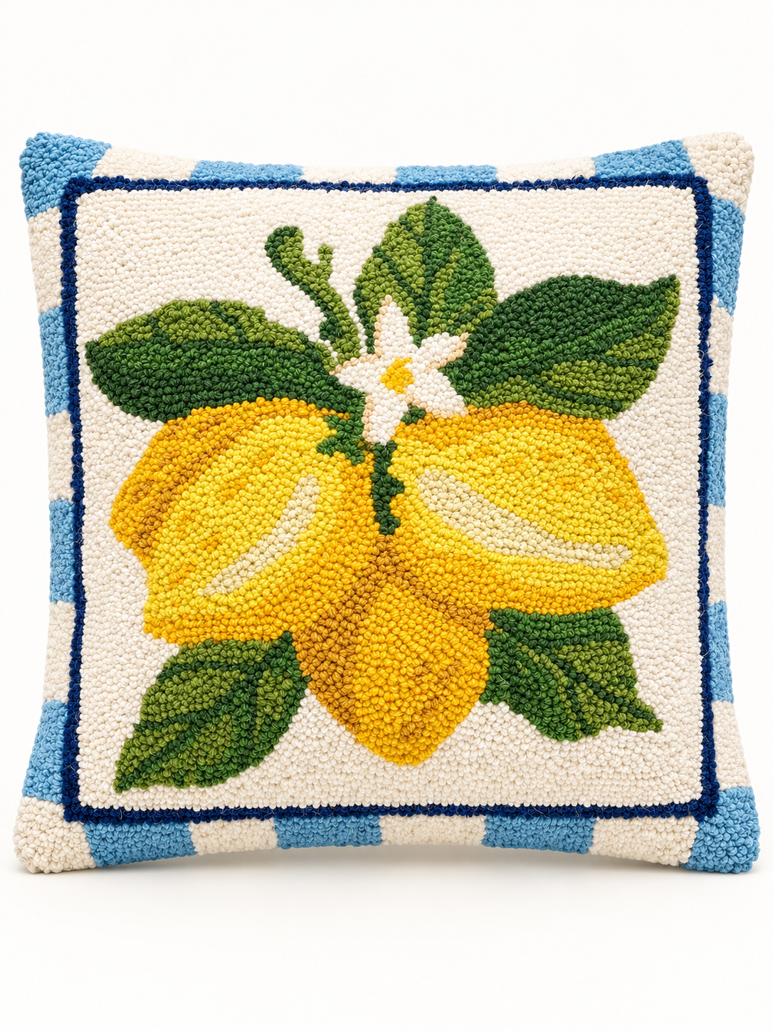 Hand hooked lemon bunch pillow