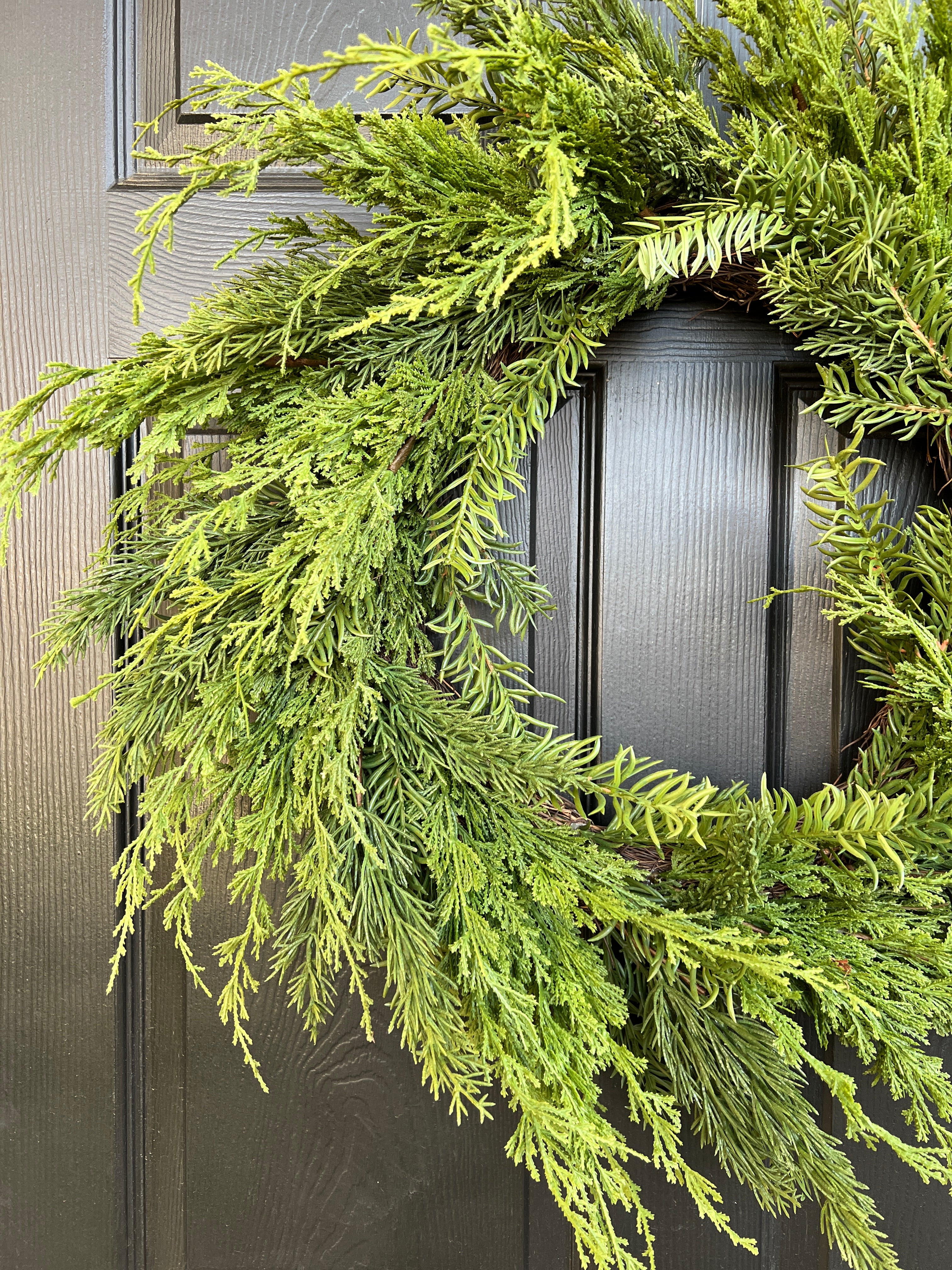 Oversized faux cedar real touch wreath