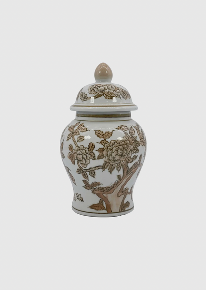 Taupe chinoiserie ginger jar