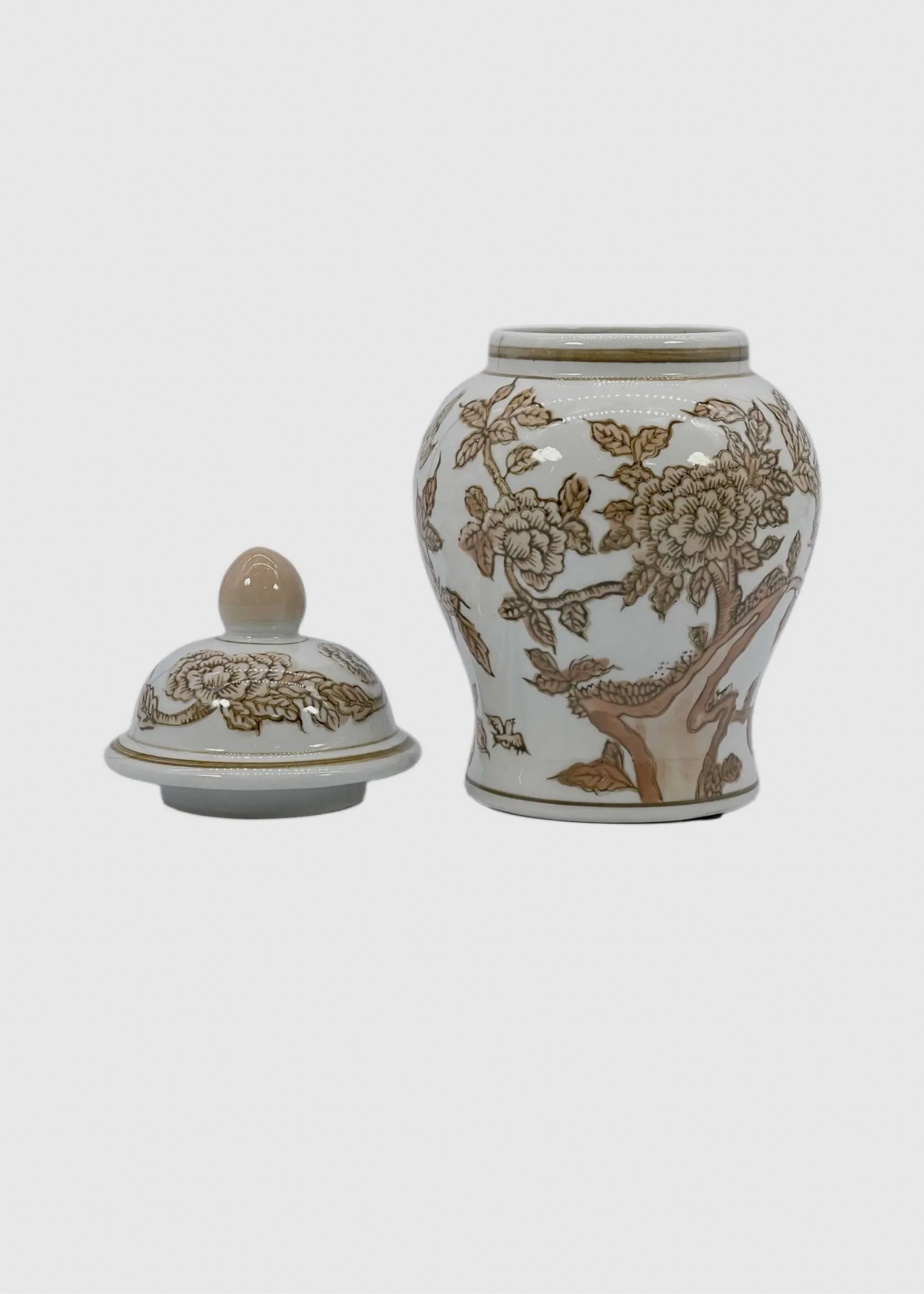 Taupe chinoiserie ginger jar