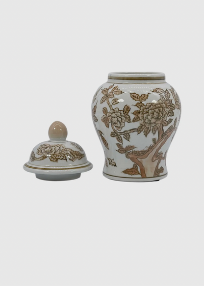 Taupe chinoiserie ginger jar