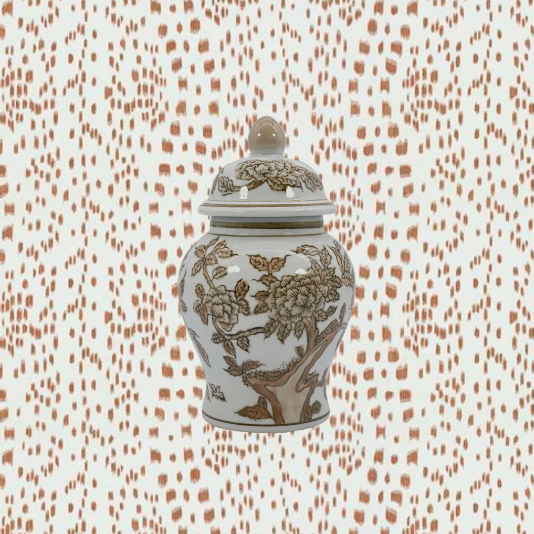 Taupe chinoiserie ginger jar