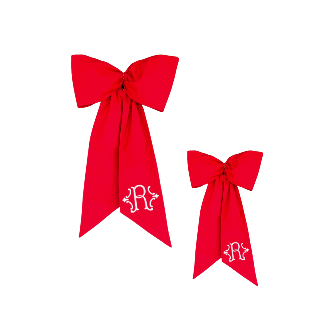 Classic red cotton wreath sash, two sizes, monogram available