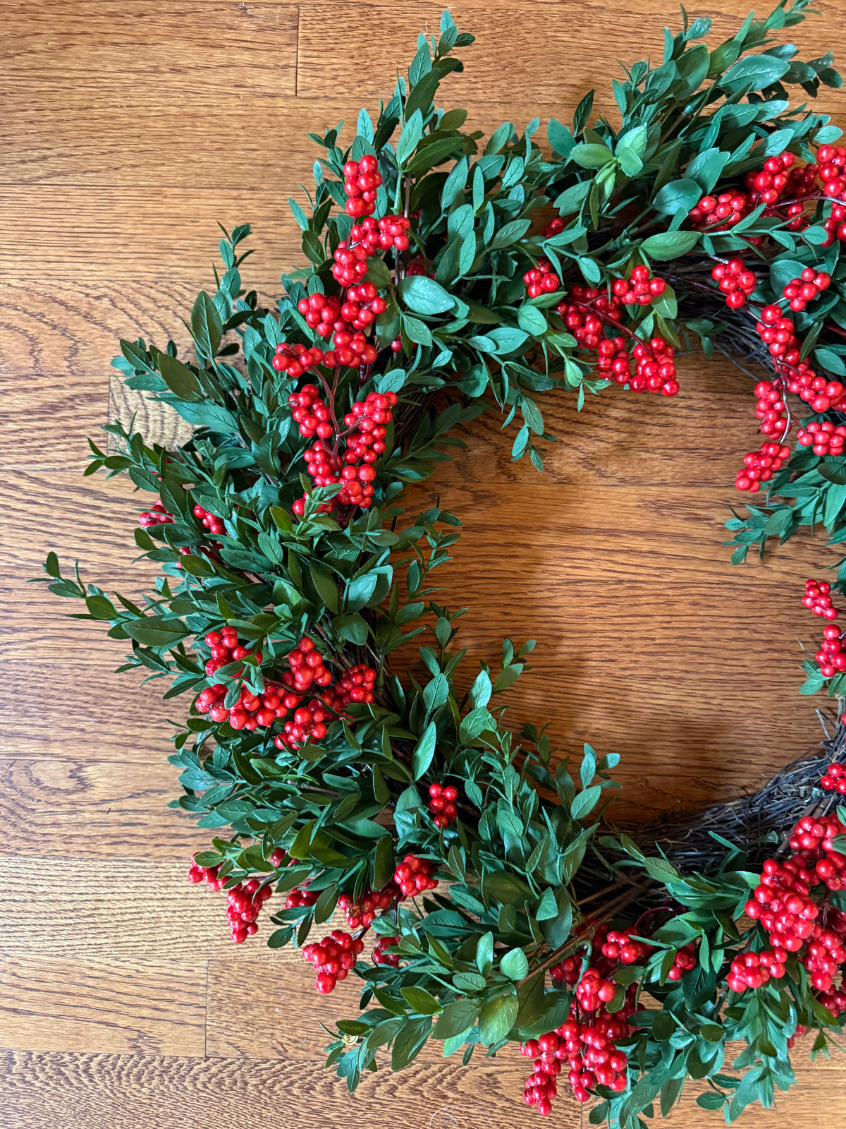 Boxwood and berries wreath 24”
