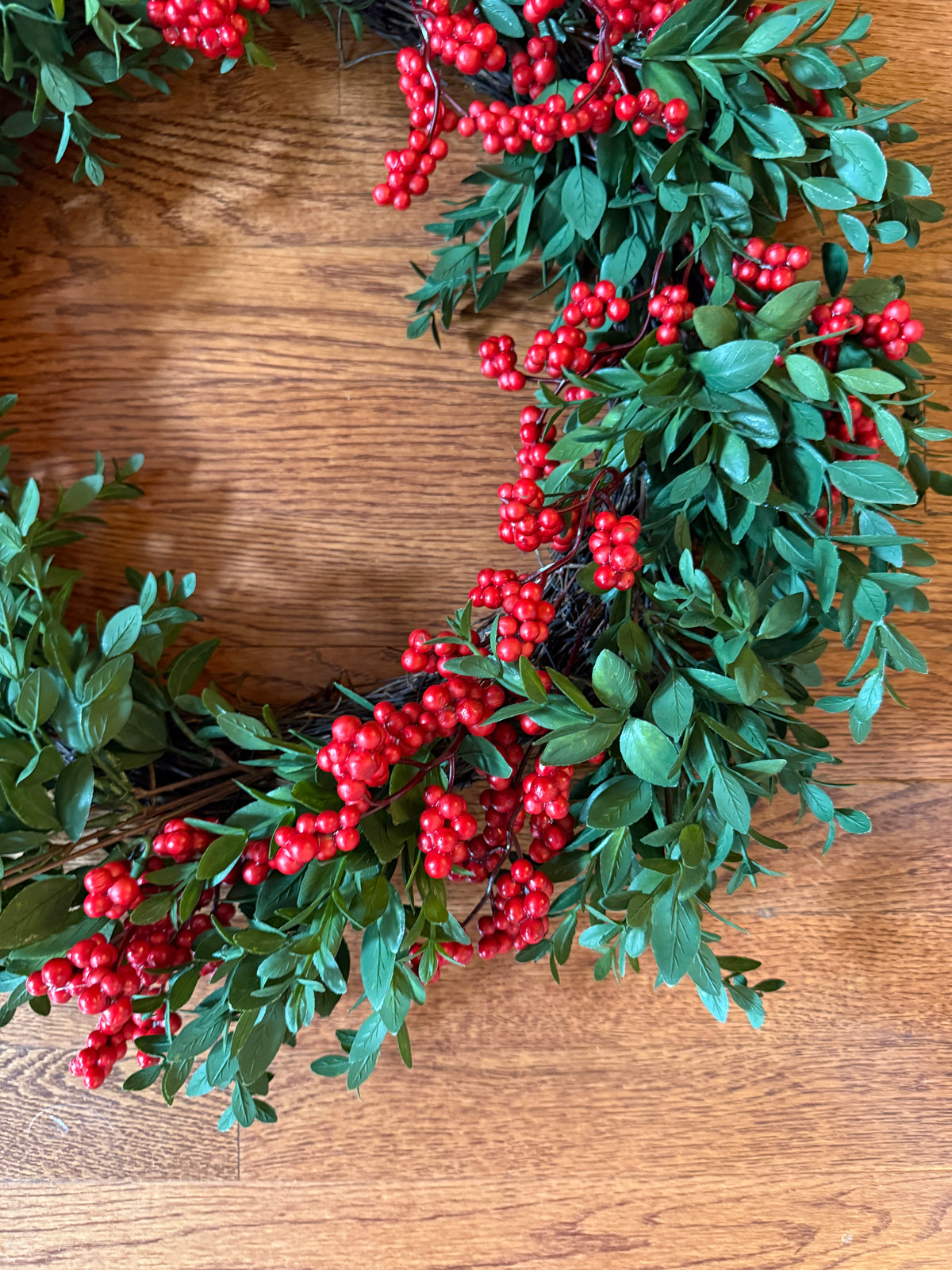 Boxwood and berries wreath 24”
