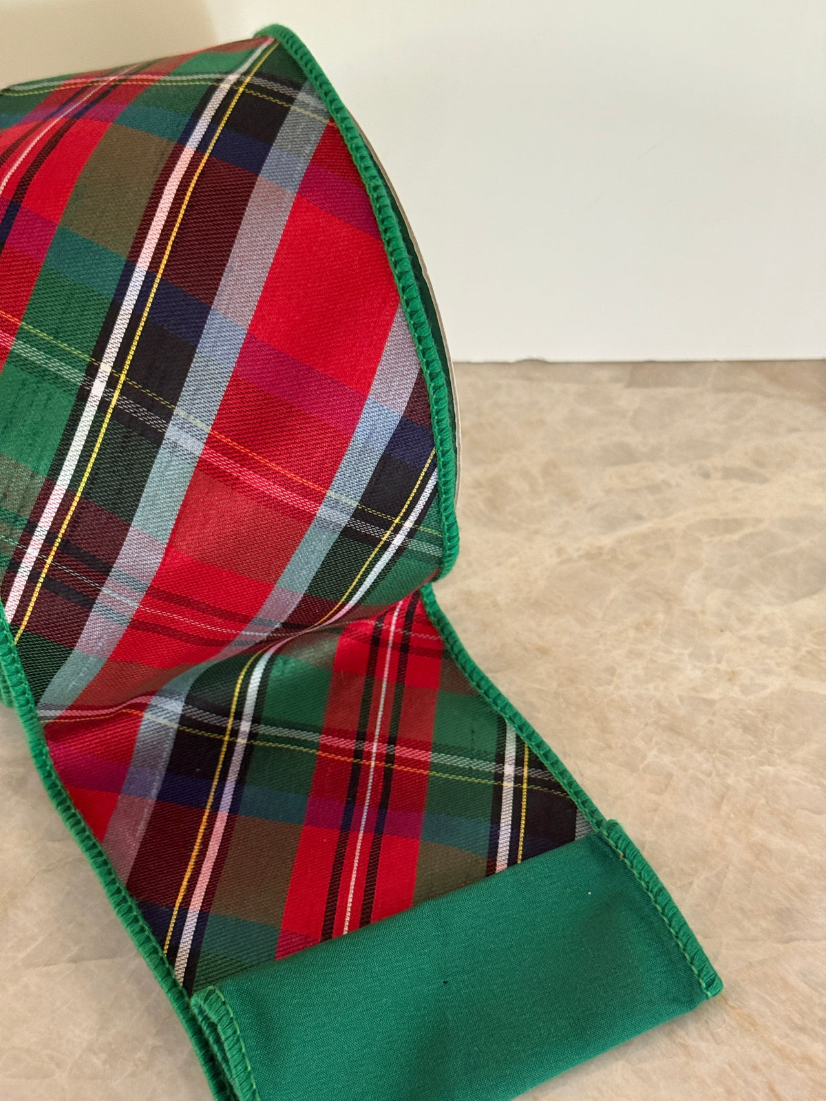 Tartan plaid wired ribbon 4”x10yds