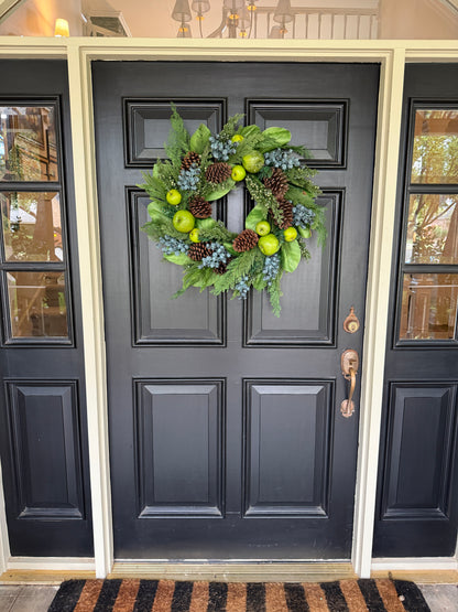 Apple, berry, and greenery wreath 28”