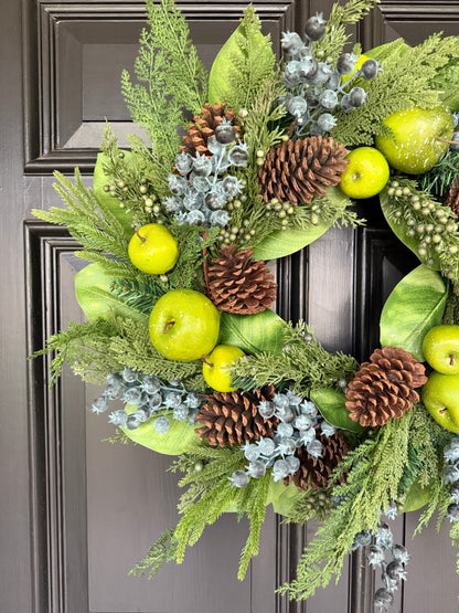Apple, berry, and greenery wreath 28”