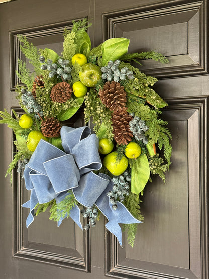 Apple, berry, and greenery wreath 28”