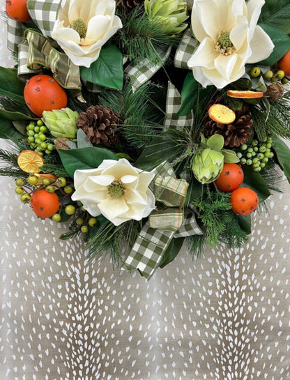 White magnolia and citrus wreath