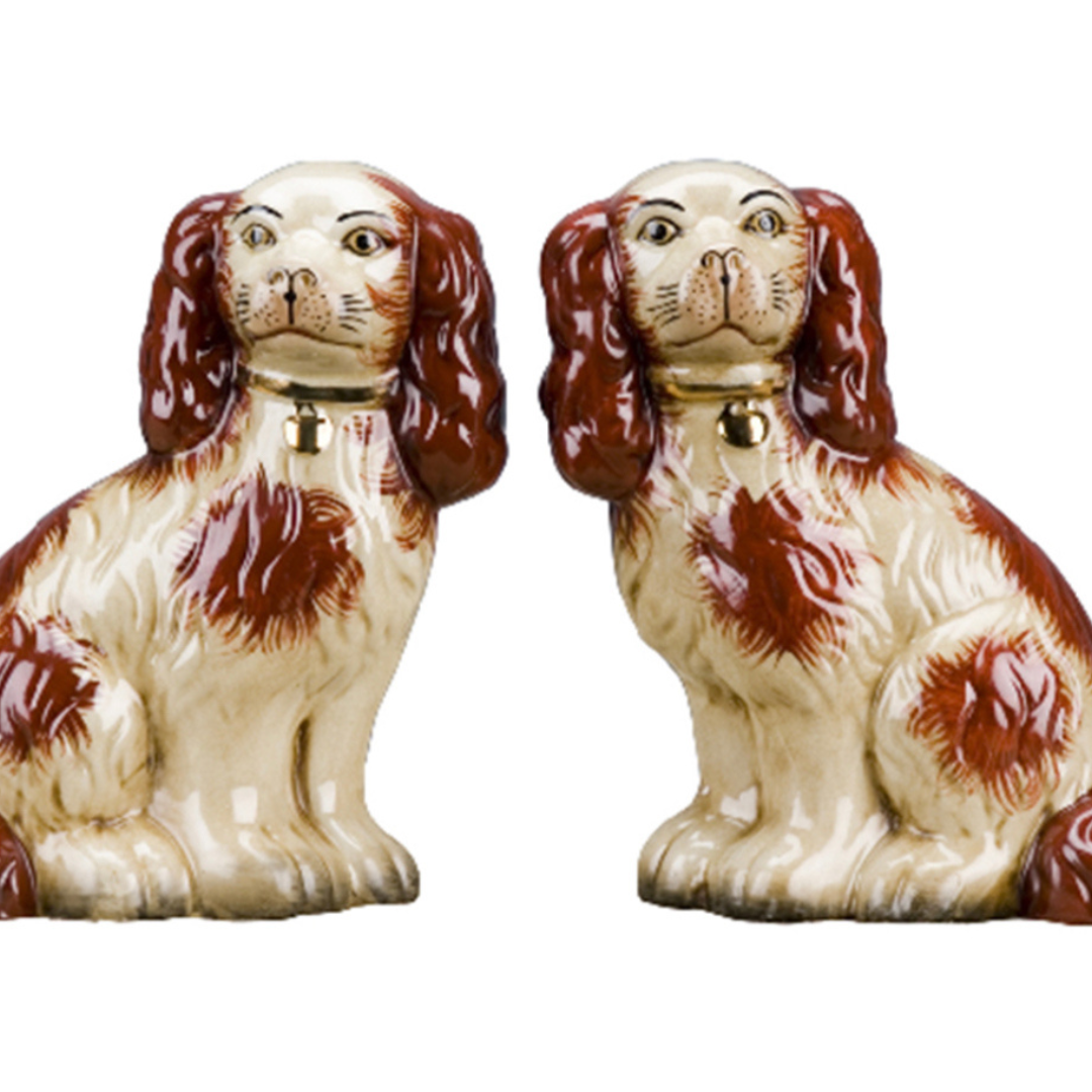 Classic large porcelain Staffordshire dog pair