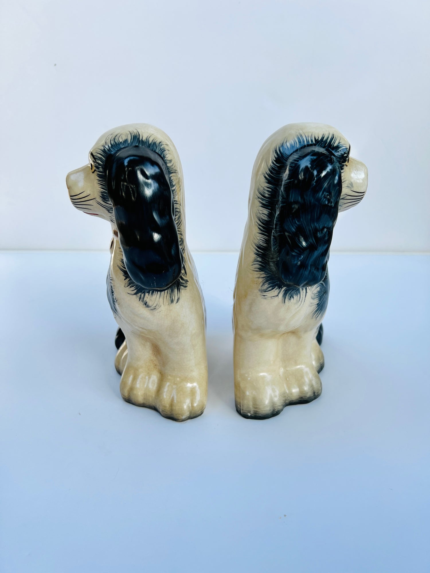 Classic large porcelain Staffordshire dog pair