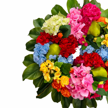 The “Mackie” bright, fabulous mixed floral wreath, 3 sizes