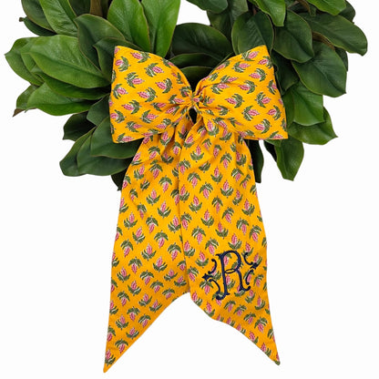 Yellow French Country wreath bow sash custom monogram available