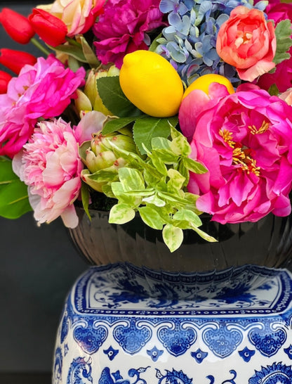 Large bowl drop-in faux floral arrangement (bowl not included)