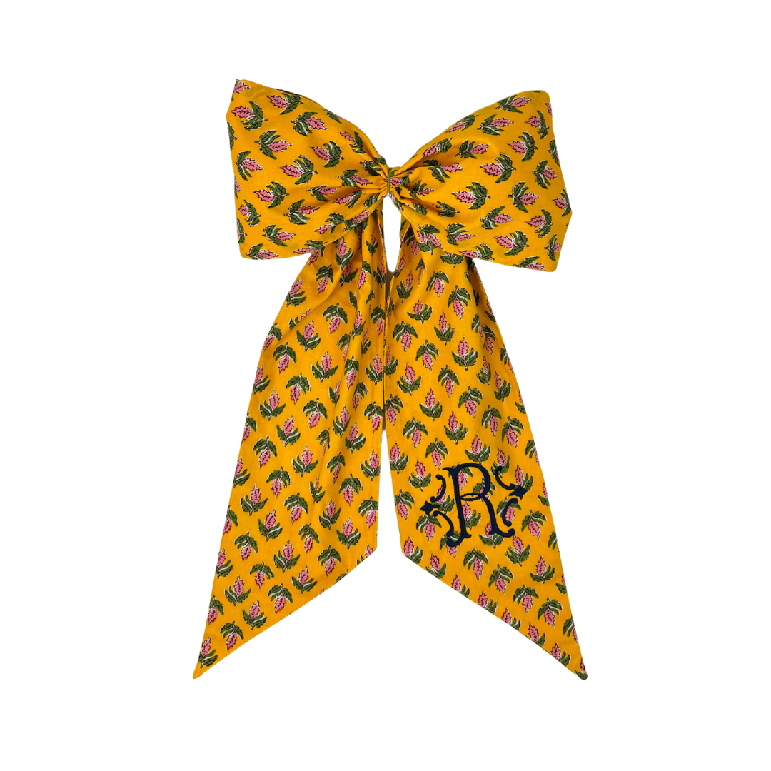 Yellow French Country wreath bow sash custom monogram available