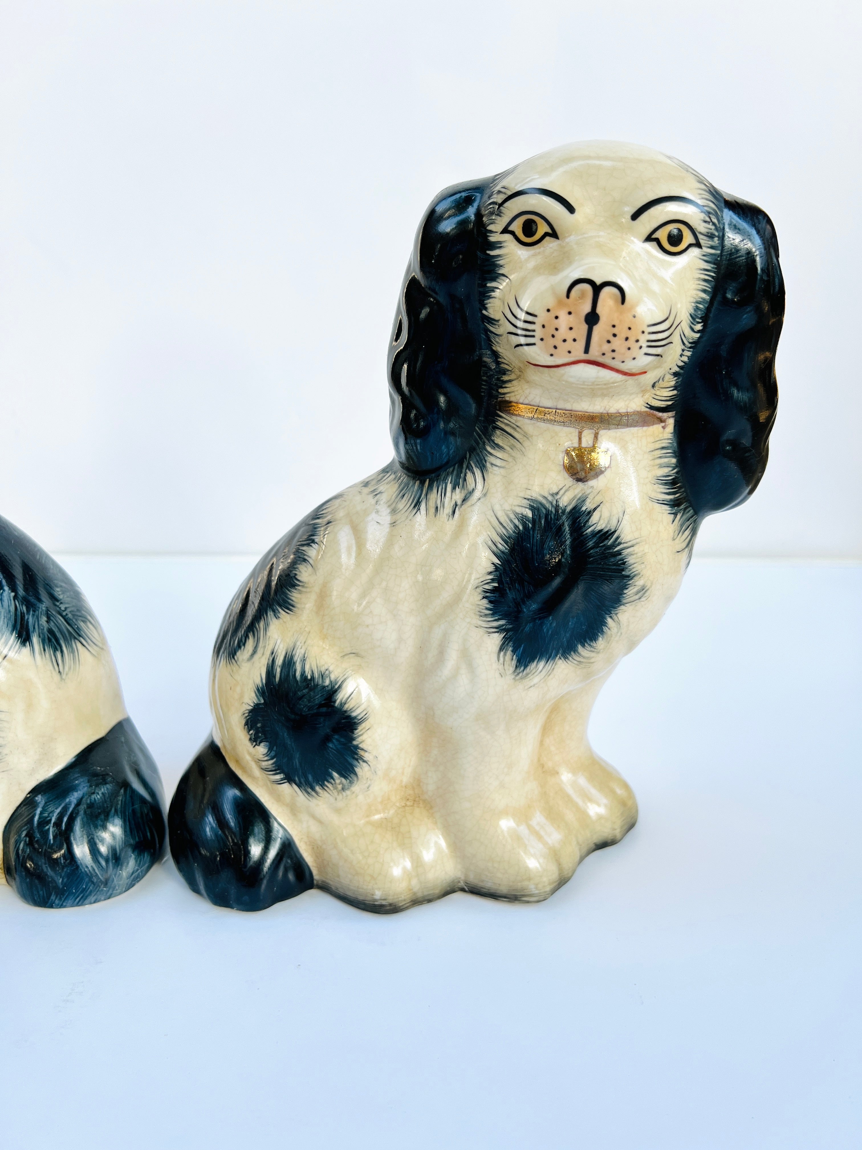 Classic large porcelain Staffordshire dog pair