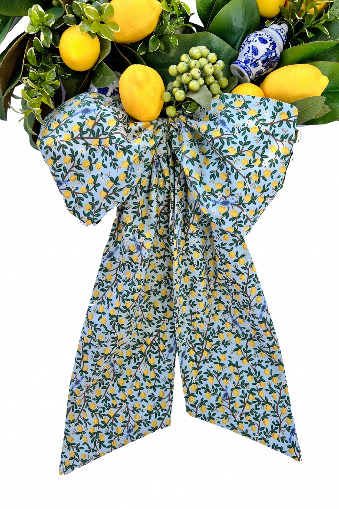 Chinoiserie lemon wreath sash