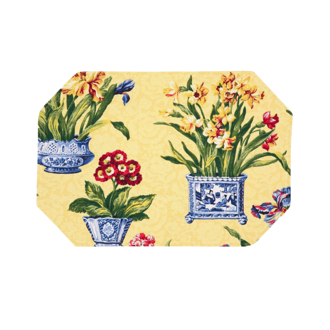 Floral and chinoiserie Cachepot placemat set
